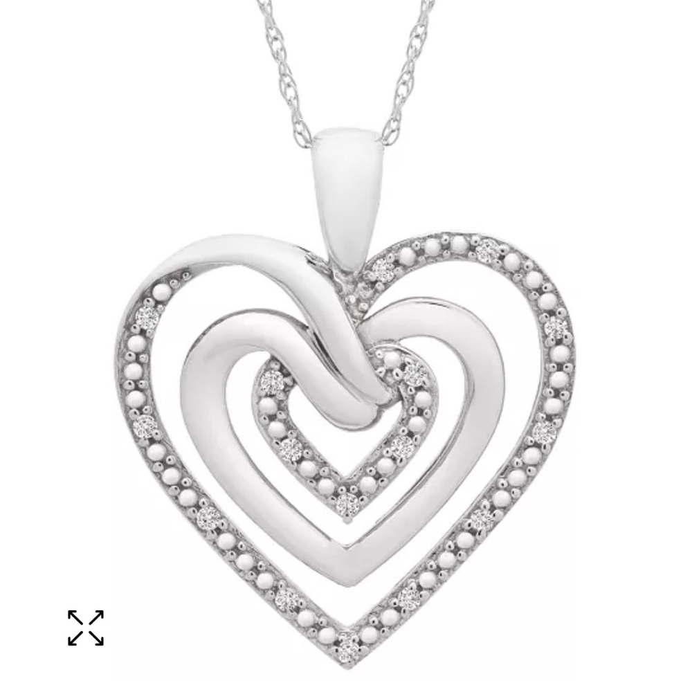 Elegant Sterling Silver Multi-Heart‎ Pendant Necklace